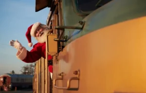 Santa on wine train in Napa Valley
